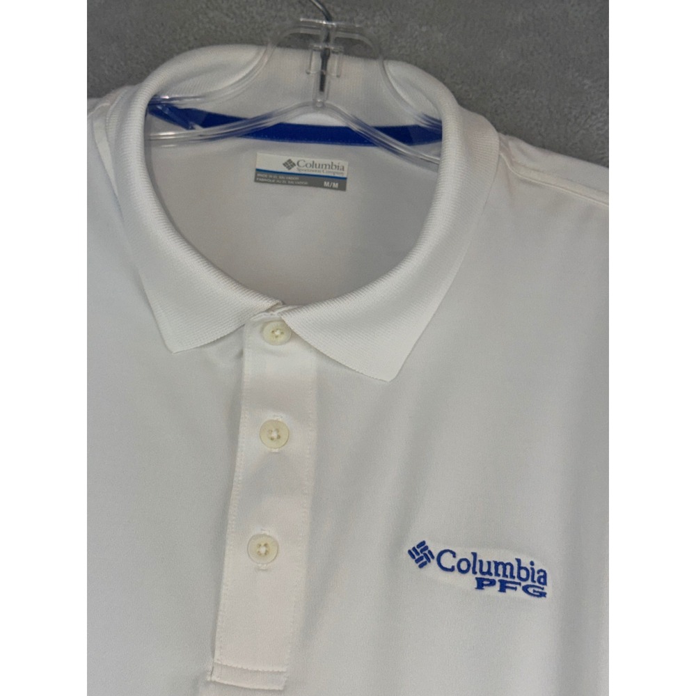 Columbia PFG‎ Mens Medium White Omni-Shade Performance Fishing Polo Shirt